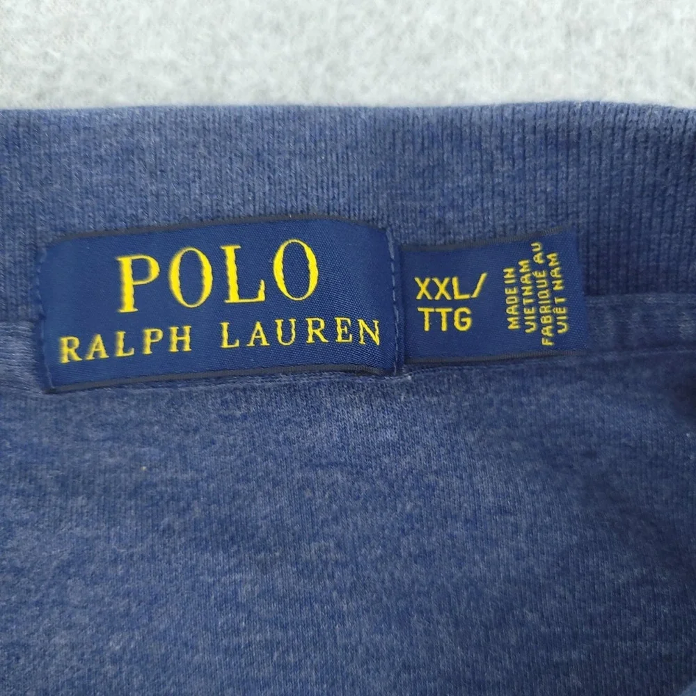 Polo Ralph Lauren Polo Shirt Mens 2XL Blue Cotton Pony Logo Long Sleeve Top